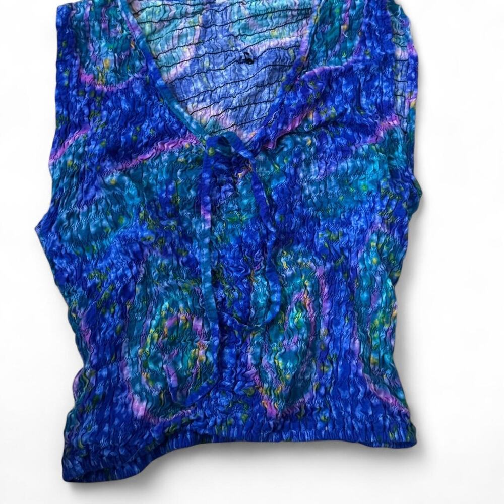 Stunning blue and purple v neck sleeveless blouse